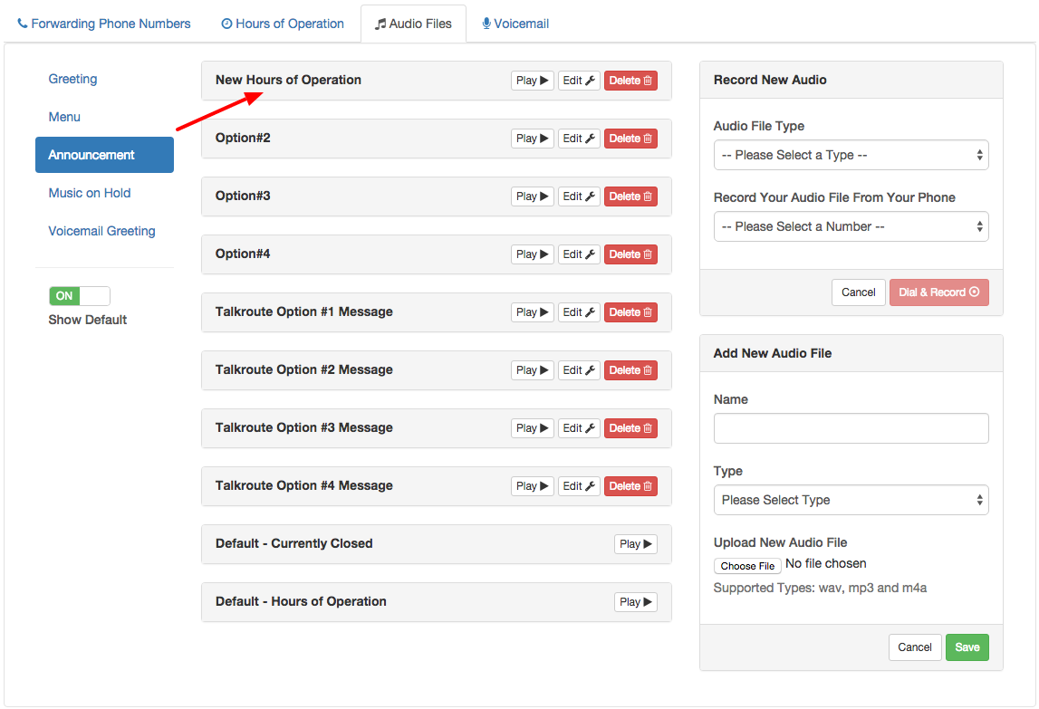 How to Add an Announcement Audio File to a Menu Option Talkroute Support