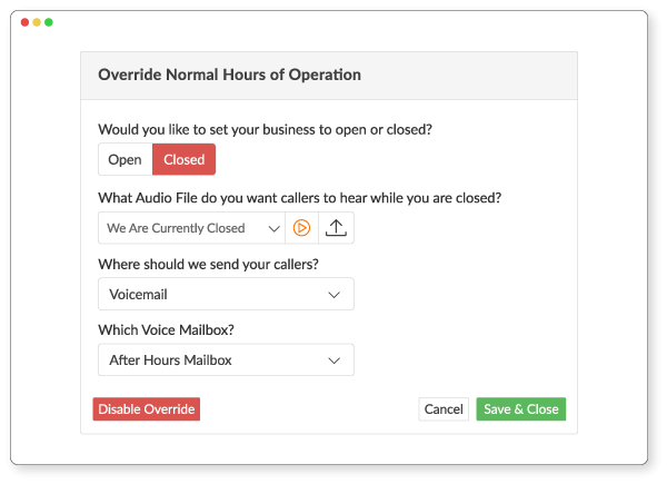 Override Hours at Any Time