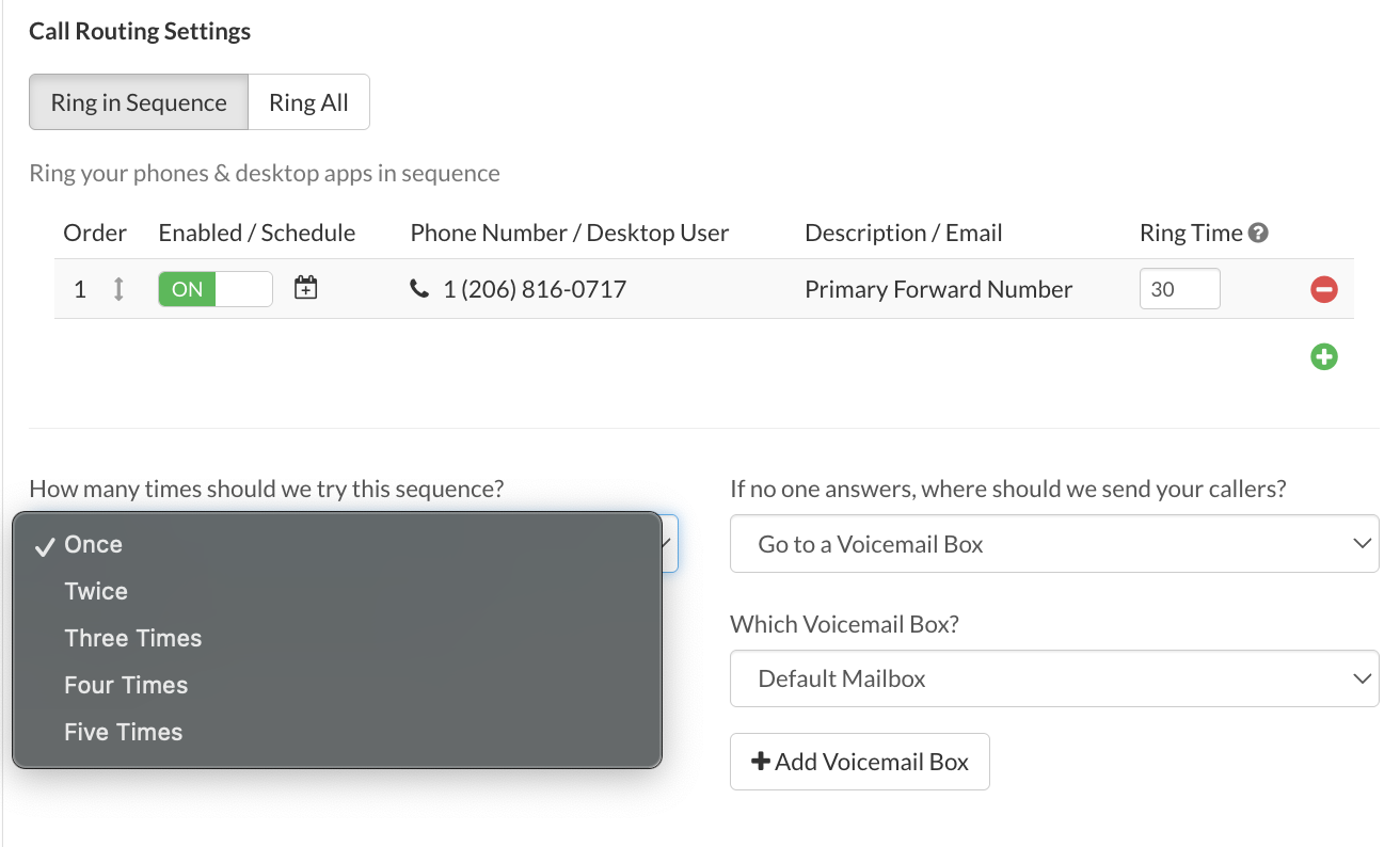 call routing settings