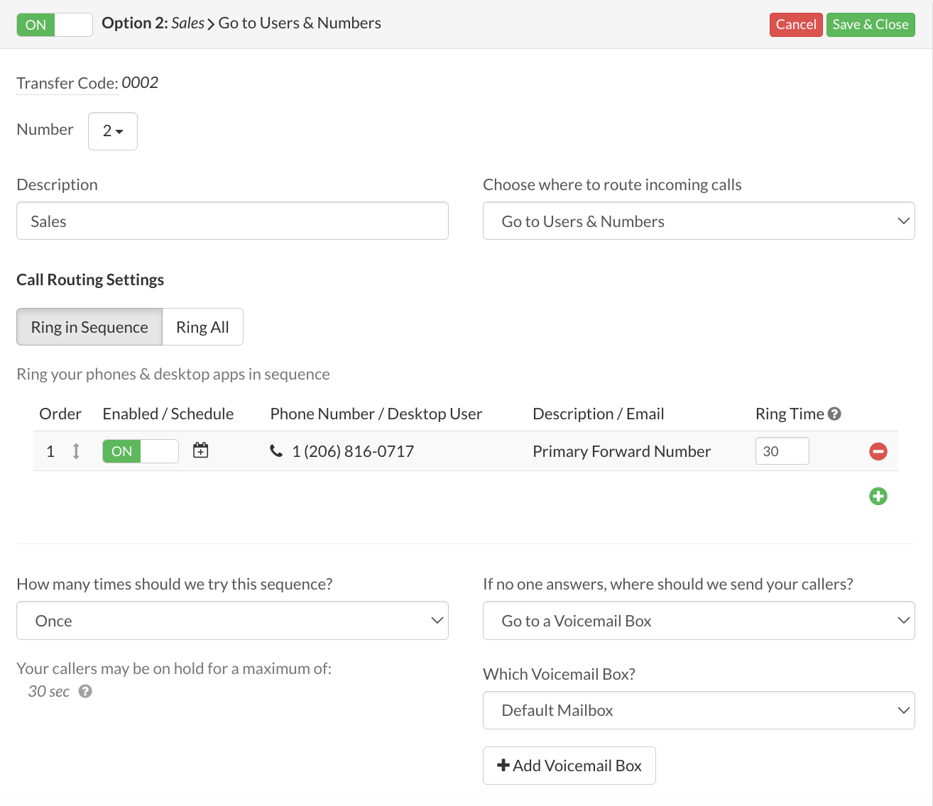 call routing sales