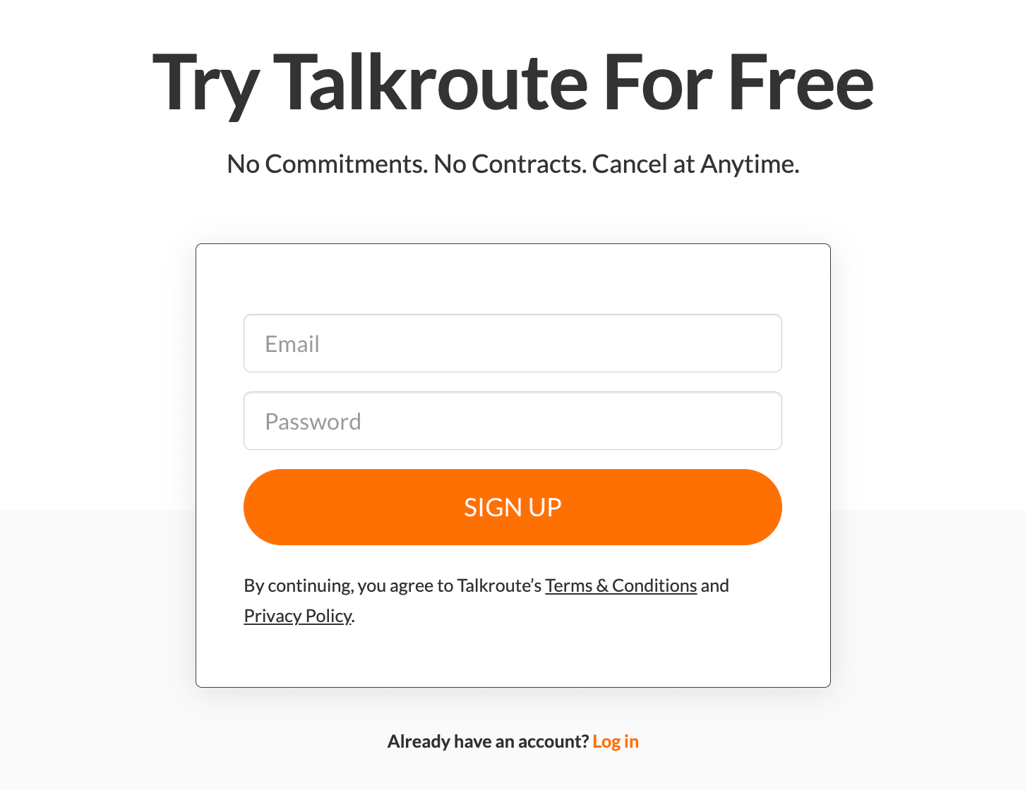 Sign Up for Talkroute