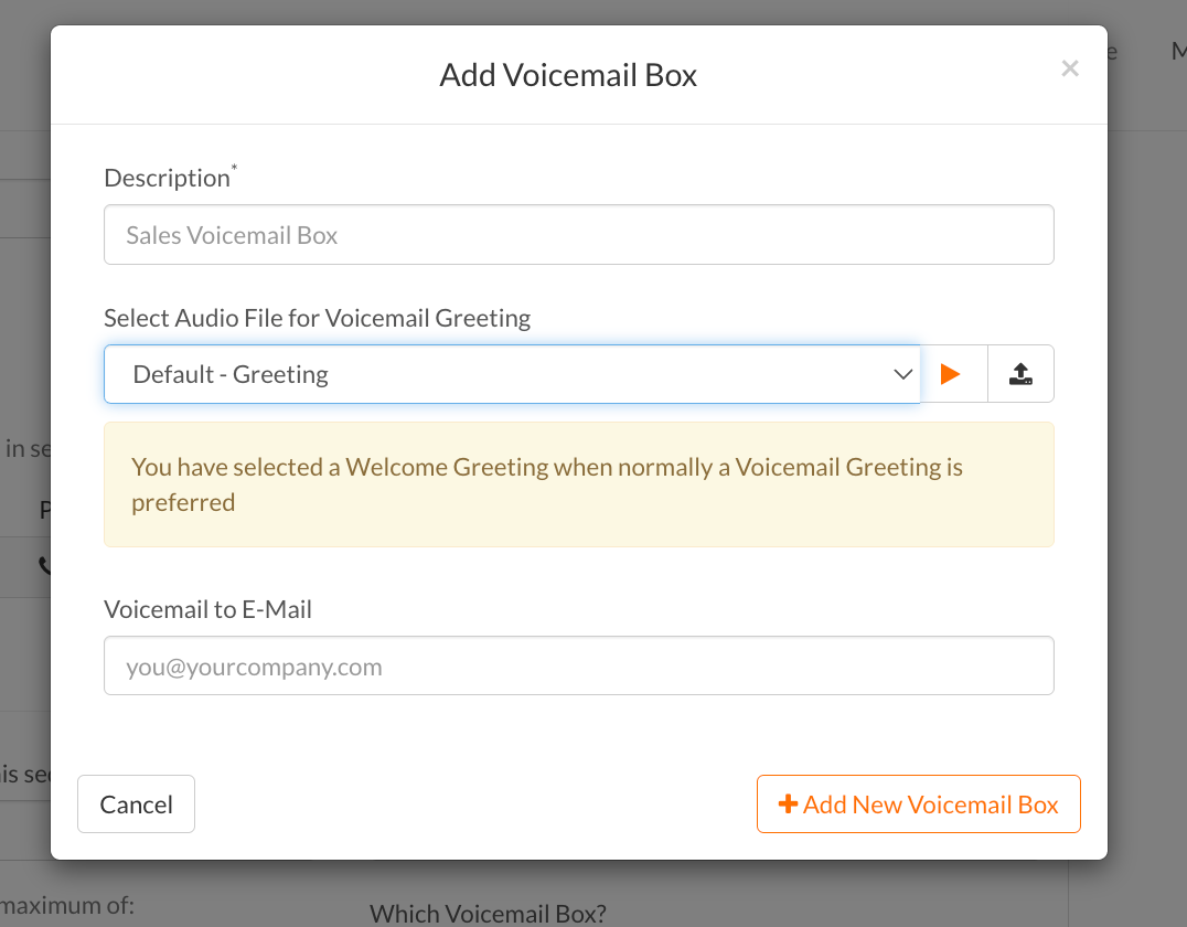 voicemail box business