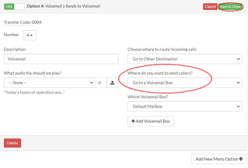 go to voicemail box