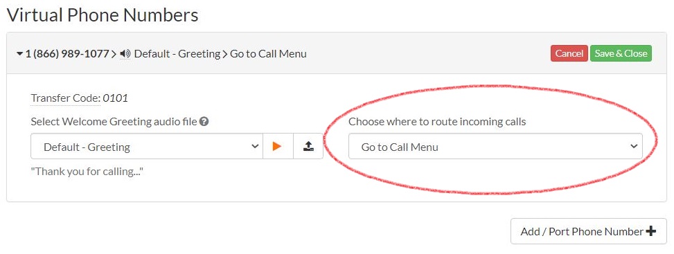 Call Menu option