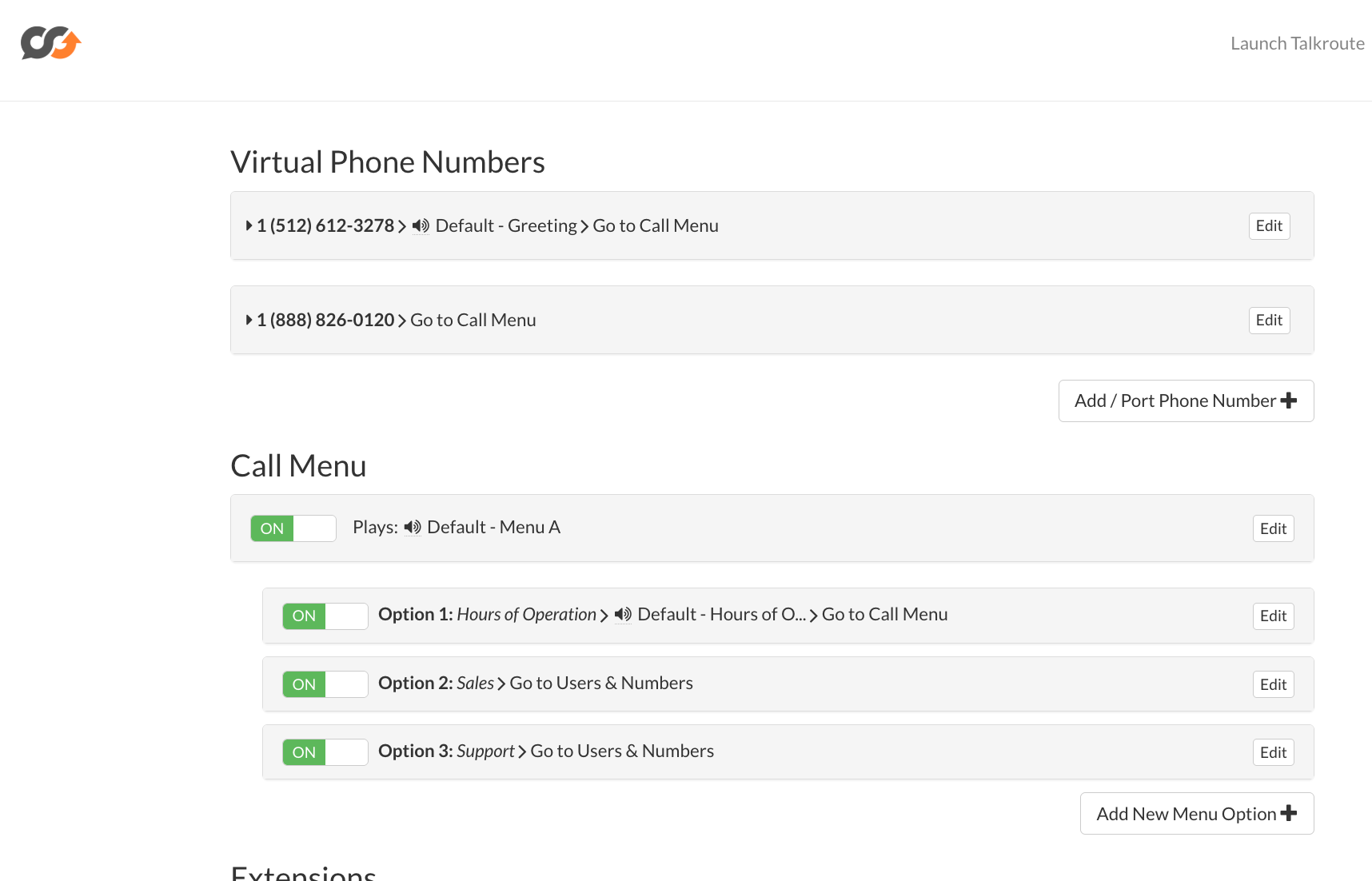 call menu