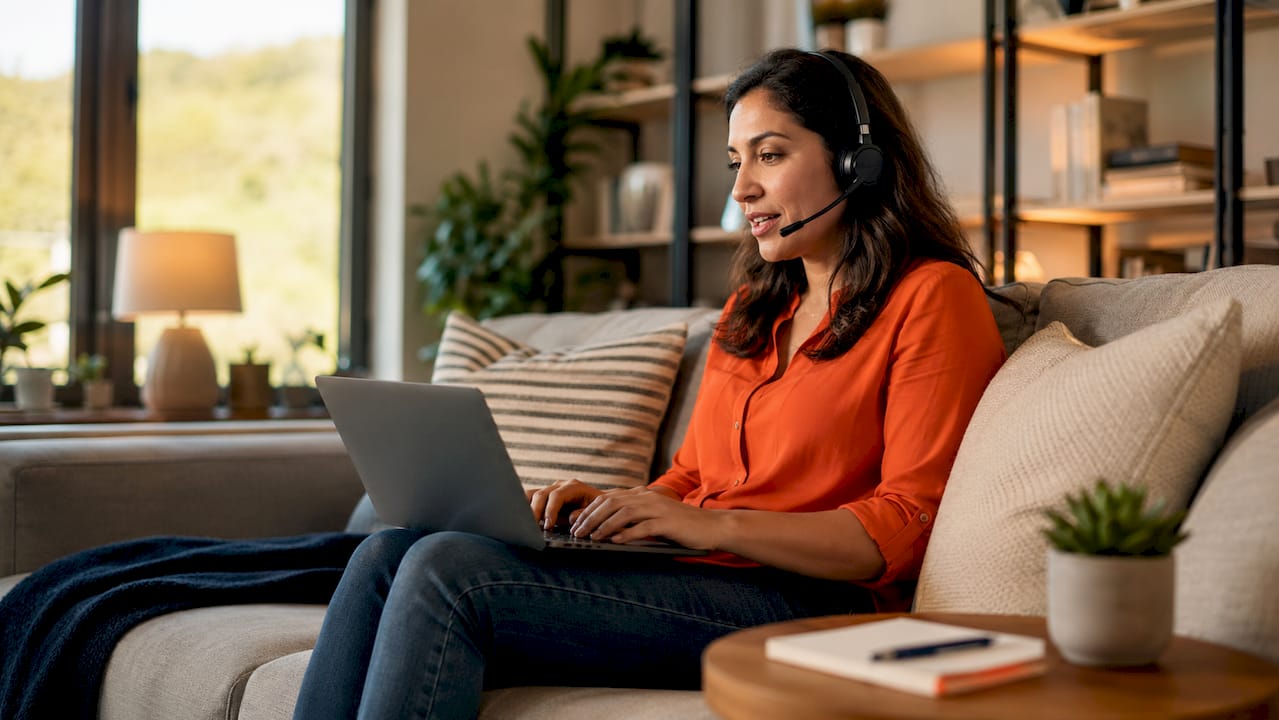 Remote agent working in virtual call center