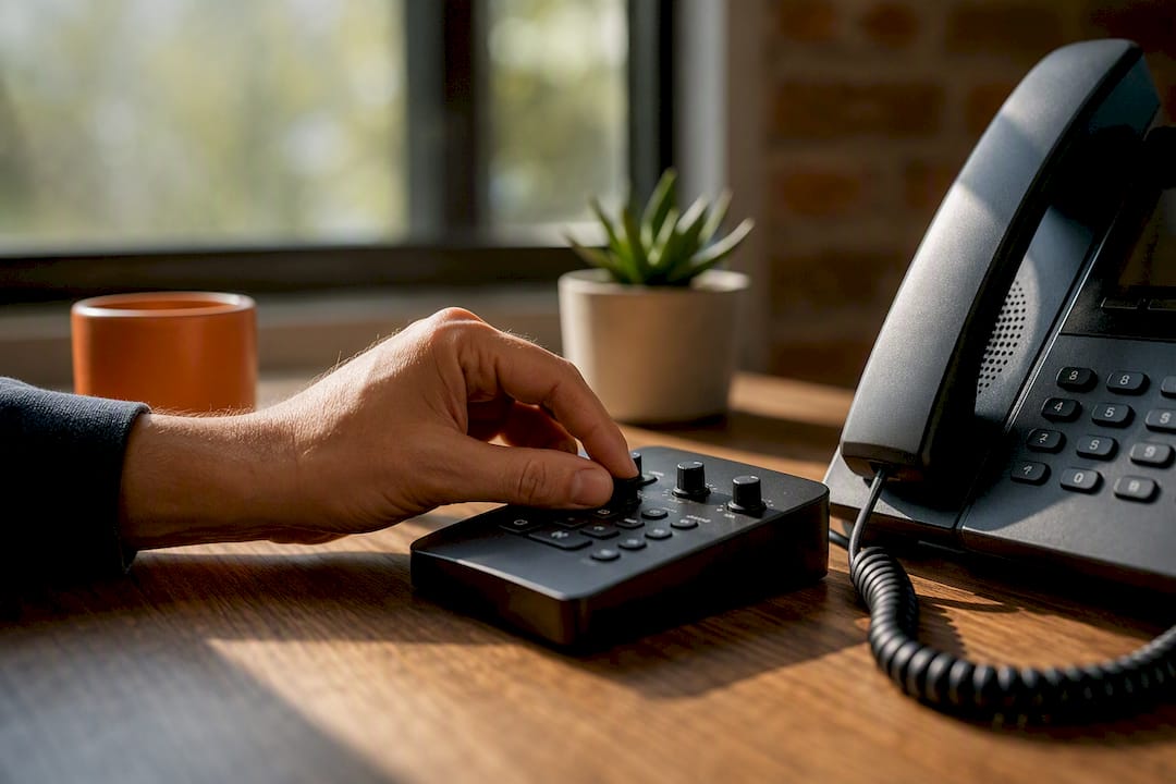 Hands configuring call recording hardware