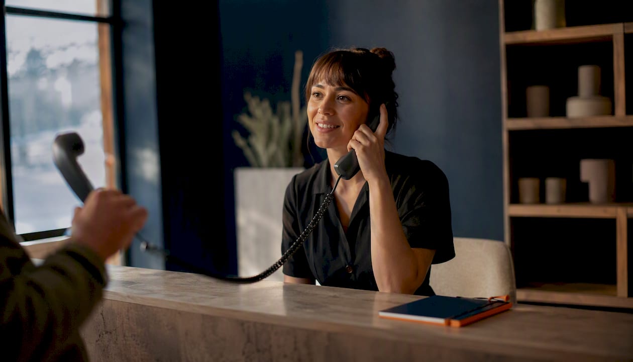 Business owner answering an incoming call