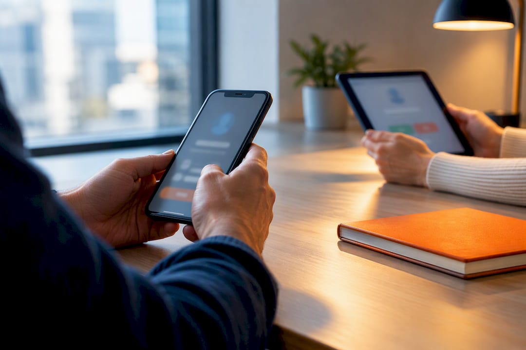 Small business team testing caller ID display