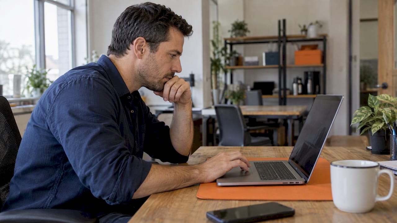 Business owner comparing video meeting plans