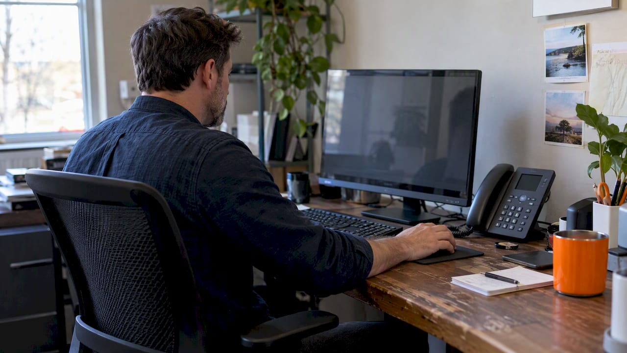 Business owner reviewing call history
